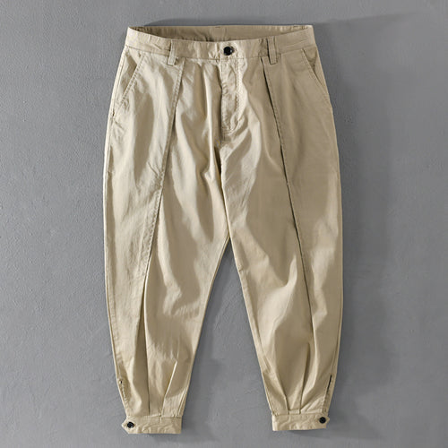 Herren Konisch zulaufende Cargohose mit Bundfalten und verstellbaren Knöchelriemen Shop Nory