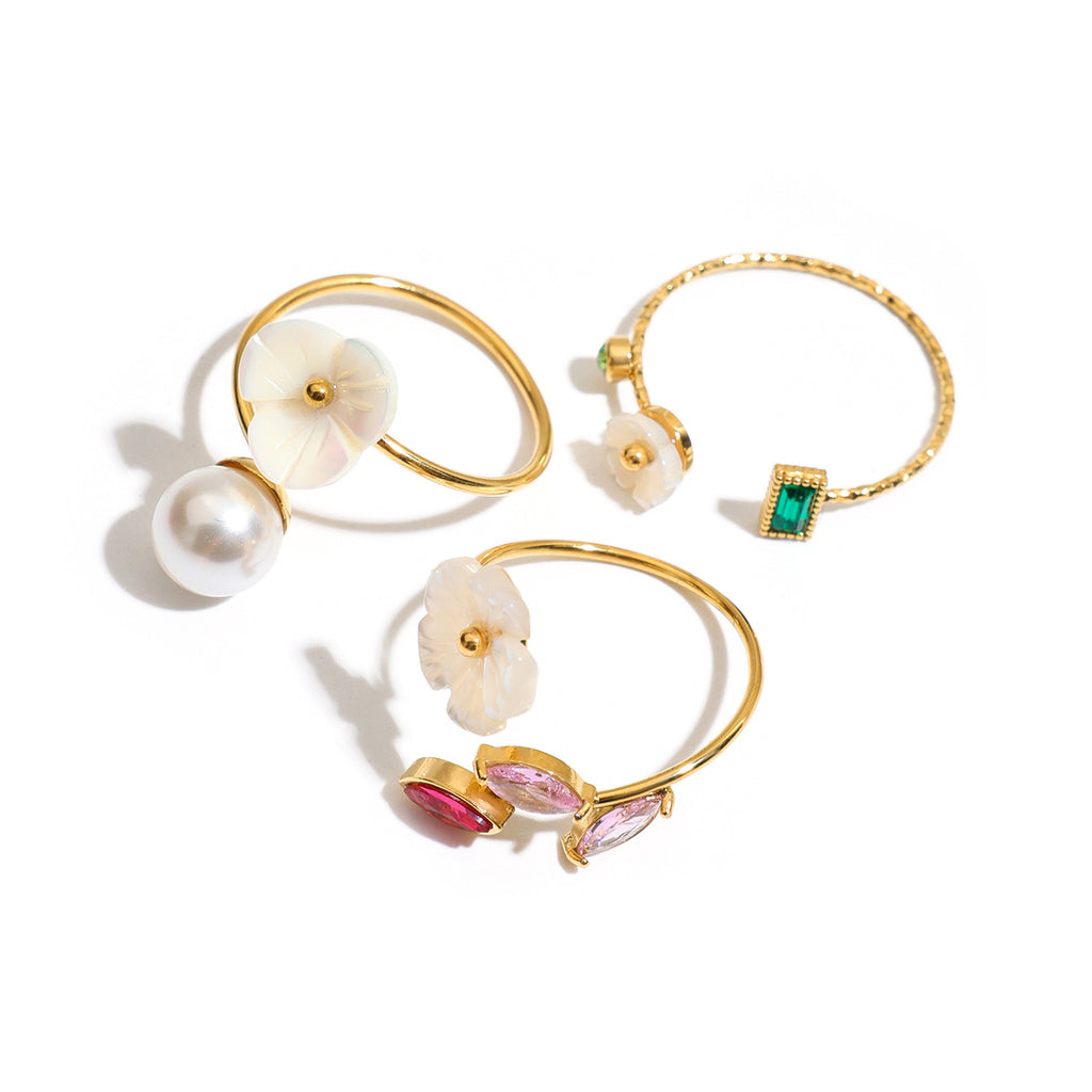Damen Offener Ring mit floralem Design und verstellbarer Größe Shop Nory
