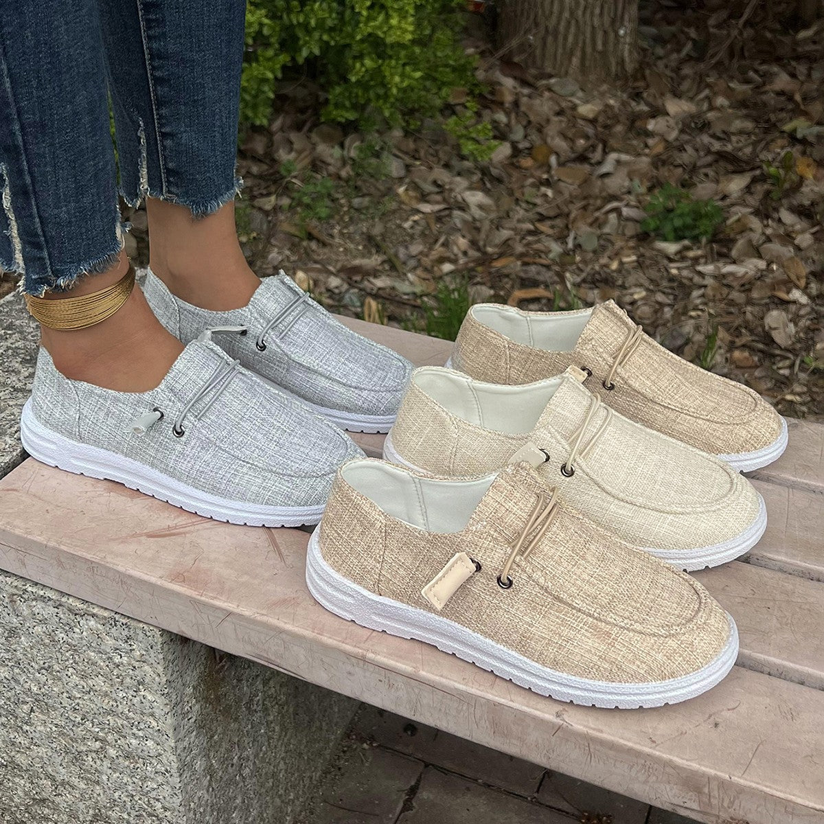 Damen Slip-On Sneakers mit elastischem Riemen