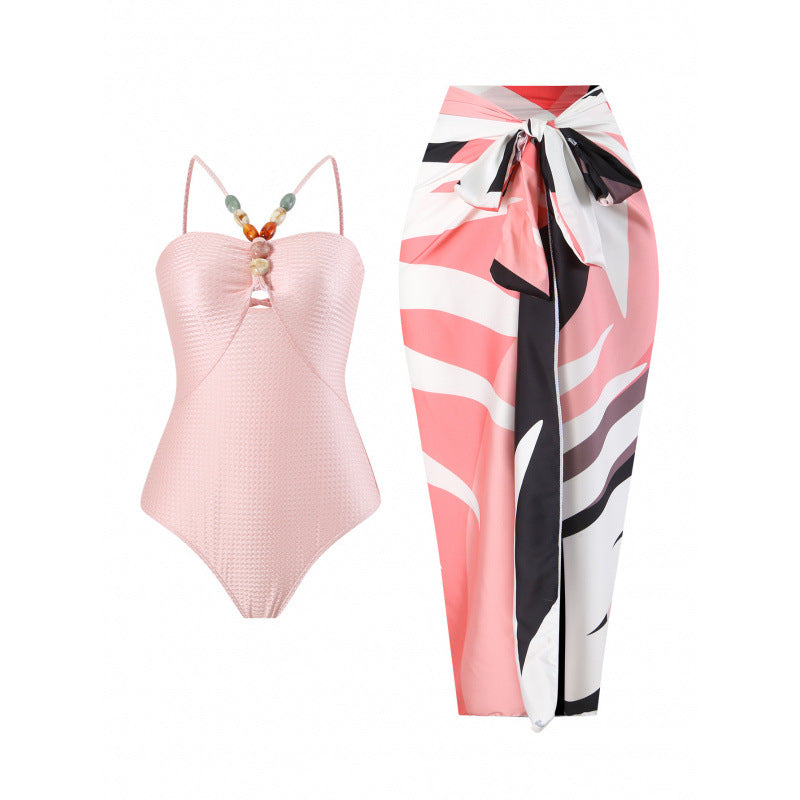 Damen Bandeau-Badeanzug mit asymmetrischem Rock