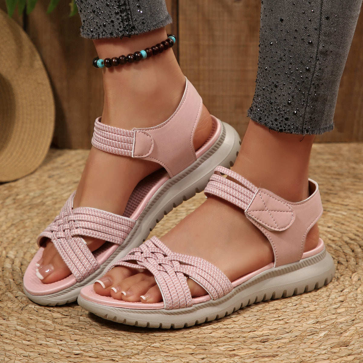 Damen Bequeme und stilvolle Riemensandalen mit elastischen Details