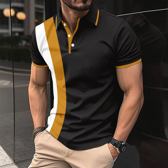 Herren kurzärmeliges Poloshirt mit modernen Farbblocks und atmungsaktivem Material