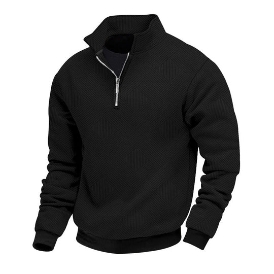 Herren hochwertiger Strickpullover mit Stehkragen und modischem Reißverschluss