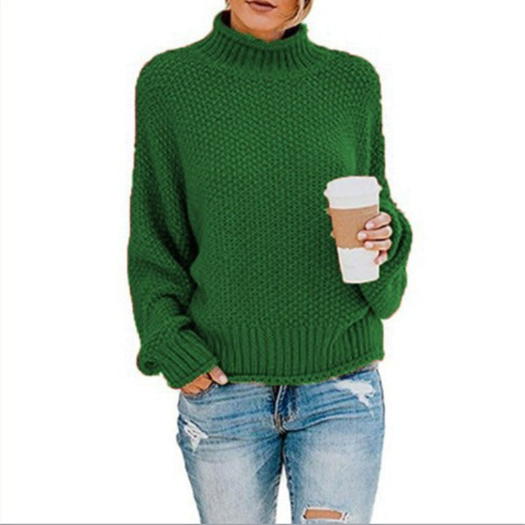 Damen Gemütlicher Pullover mit hohem Kragen und strukturierter Maschenoptik