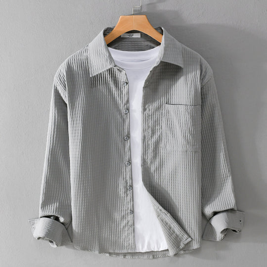 Herren Texturiertes Waffelstruktur-Overshirt mit Brusttasche und legerer Passform Shop Nory