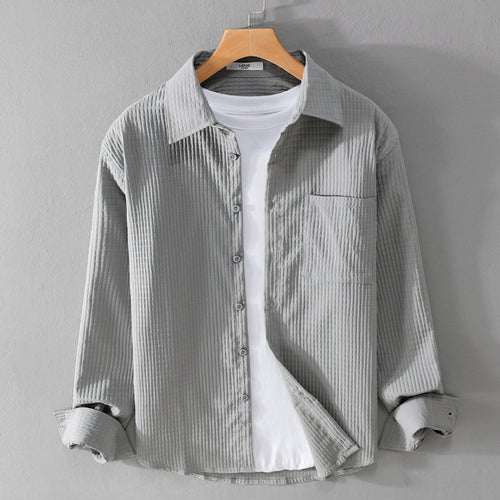 Herren Texturiertes Waffelstruktur-Overshirt mit Brusttasche und legerer Passform Shop Nory