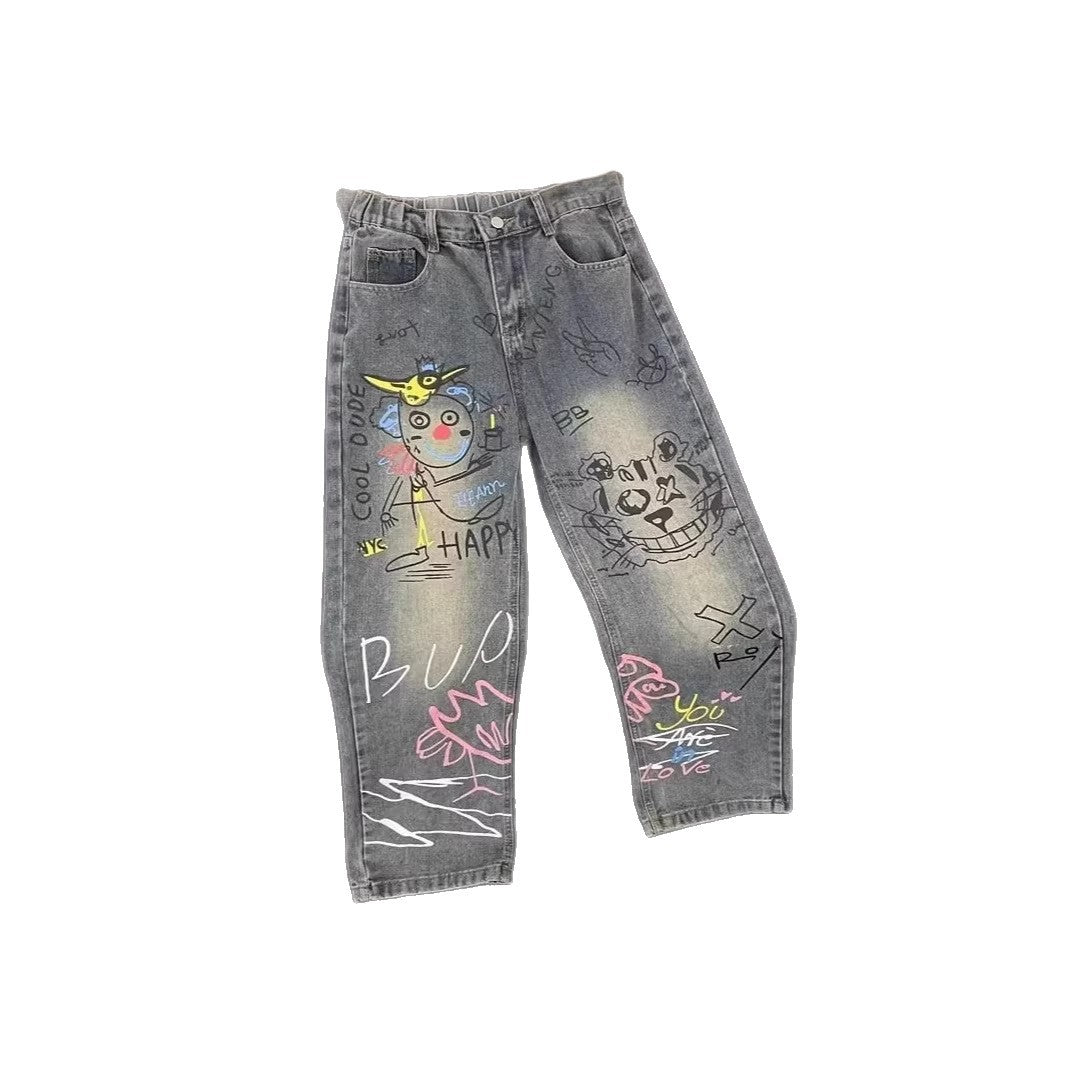 Damen Modische Jeans mit kreativem Grafikdruck Shop Nory