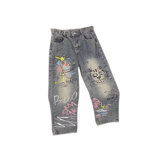 Damen Modische Jeans mit kreativem Grafikdruck Shop Nory