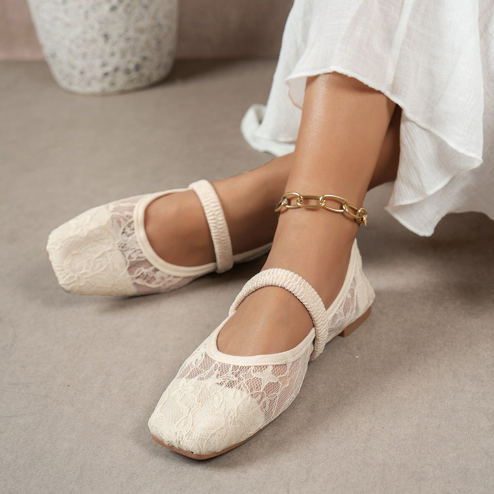 Damen elegante Ballerinas mit floralen Applikationen und rutschfester Sohle
