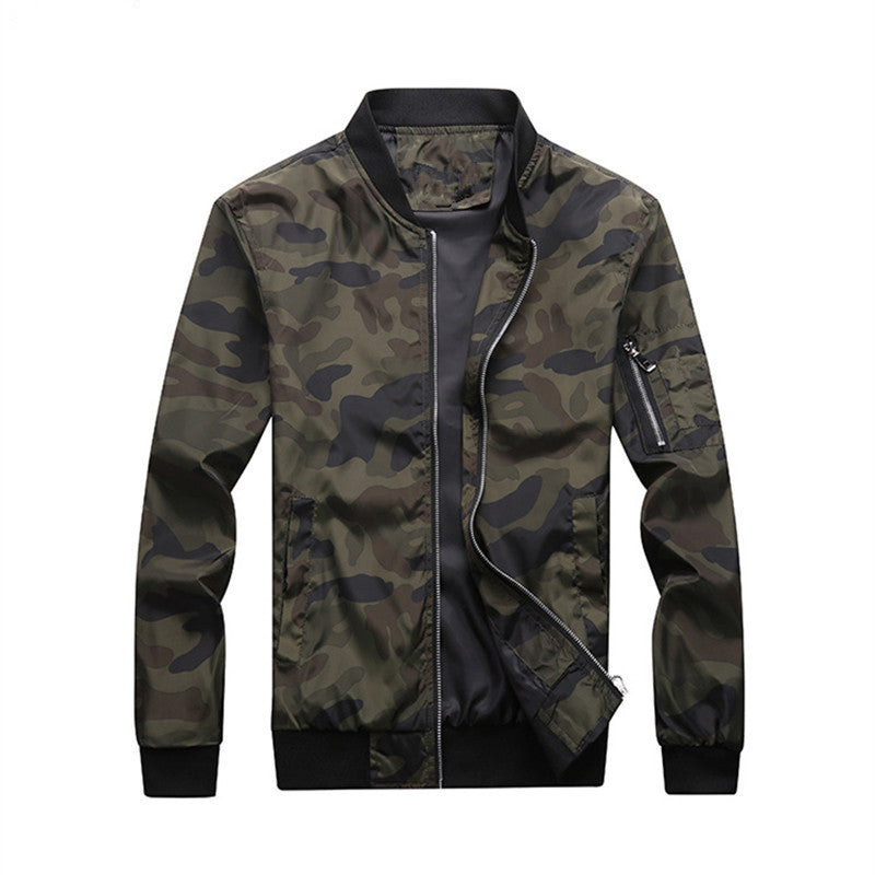 Herren Camouflage-Bomberjacke mit Ärmeltasche, elastischen Bündchen und leichter Windbreaker-Qualität Shop Nory