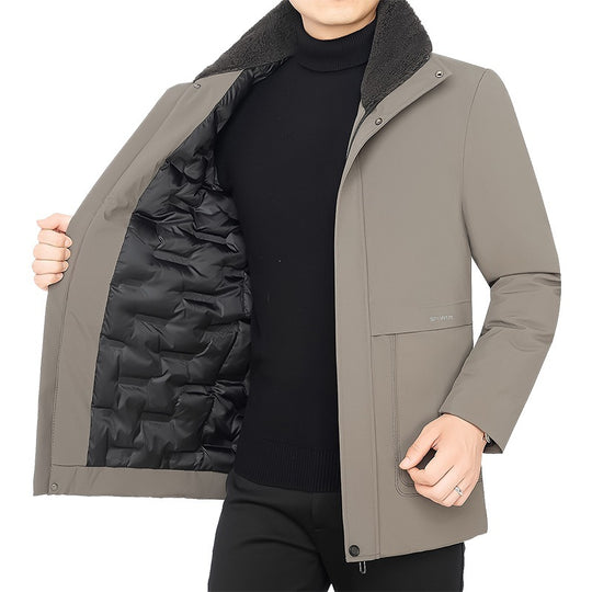 Herren Thermo-Winterkurzmantel mit luxuriösem Kunstfell-Innenfutter und Stehkragen Shop Nory