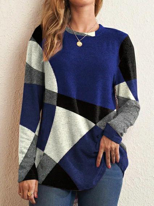 Damen Geometrischer Übergroßer Strickpullover mit Knopfdetails an der Seite Shop Nory