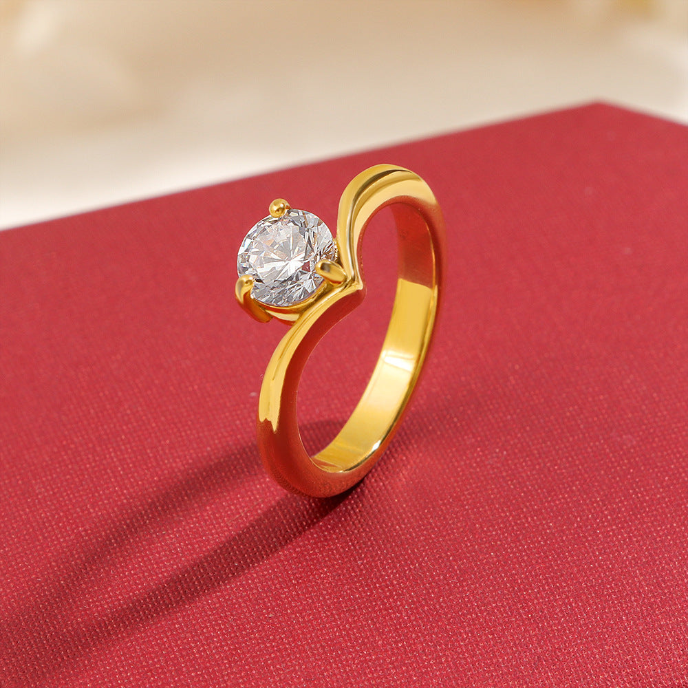 Damen Ring mit elegantem Wellenmuster und funkelndem Zirkonia Shop Nory