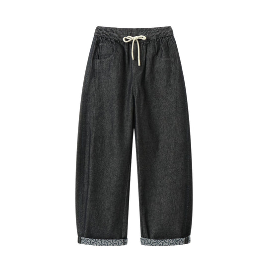 Damen Culotte-Jeans mit elastischem Tunnelzugbund und gemustertem Umschlag Shop Nory