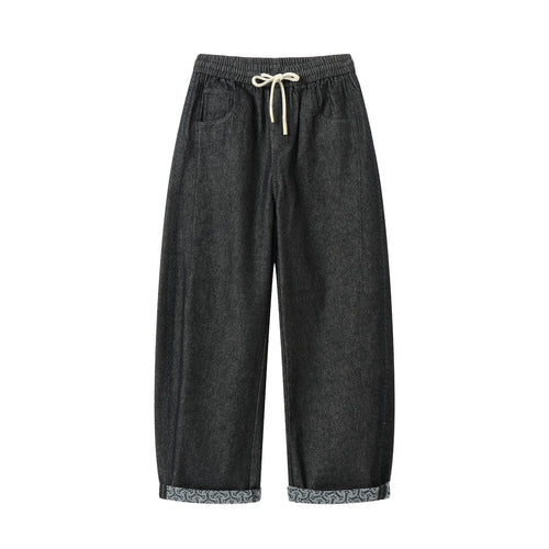 Damen Culotte-Jeans mit elastischem Tunnelzugbund und gemustertem Umschlag Shop Nory