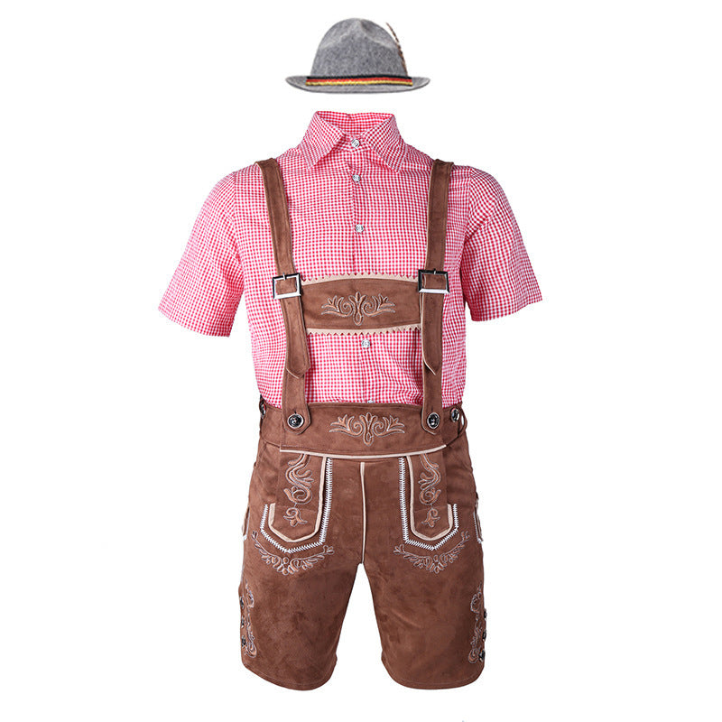 Herren nan bayerisches Trachten-Set Kniebundhose mit besticktem Vorderspiegel und verstellbaren Hosenträgern Shop Nory
