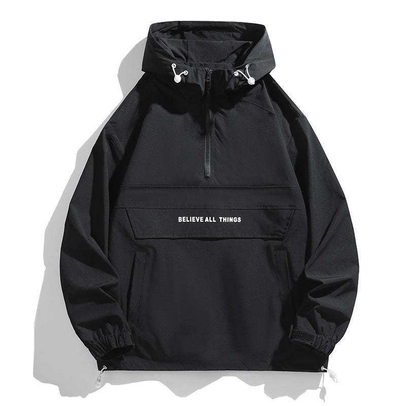 Damen Kapuzen-Anorak mit halbem Reißverschluss, Kängurutasche & verstellbarem Saum Shop Nory