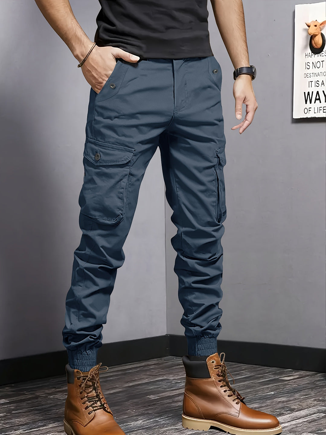Herren Cargo-Joggerhose mit elastischem Bund, Tunnelzug und Multifunktionstaschen Shop Nory