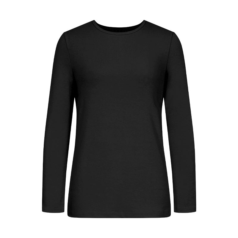 Damen Langarm-T-Shirt aus hochwertiger Baumwolle mit Rundhalsausschnitt