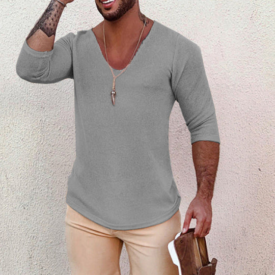 Herren V-Ausschnitt Shirt mit innovativem Strukturdesign