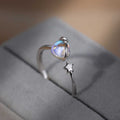 Damen offener Ring mit funkelndem Mondstein und Sternmotiv Shop Nory