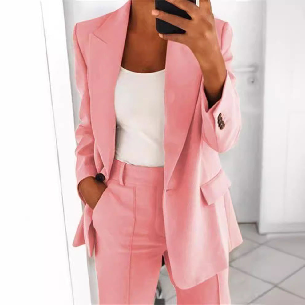 Damen nan Business-Blazer-Set mit strukturierter Oversize-Silhouette, Reverskragen und Bundfaltenhose