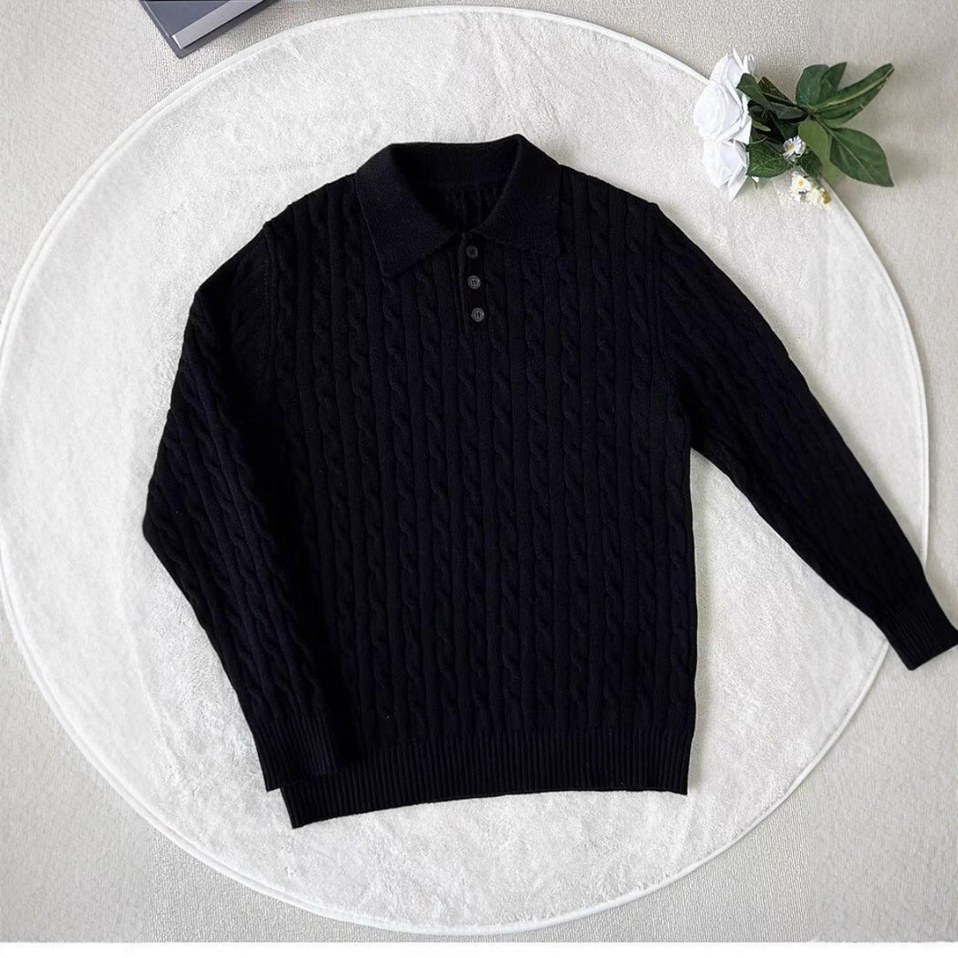 Herren Modisches Strick-Polohemd mit Zopfmuster Shop Nory