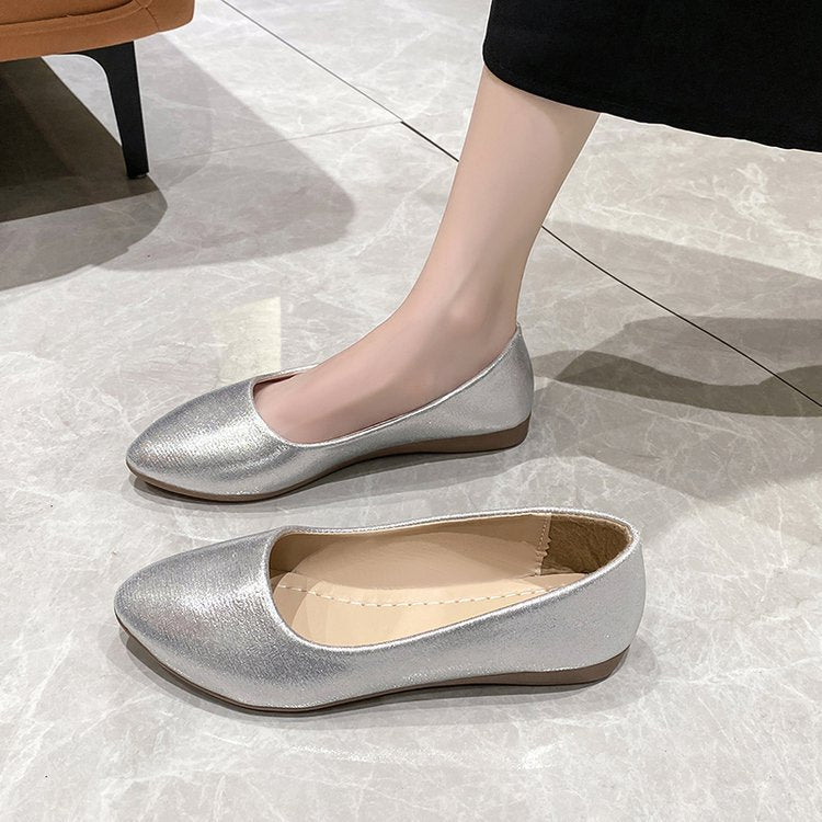 Damen elegante Ballerinas mit schimmerndem Obermaterial