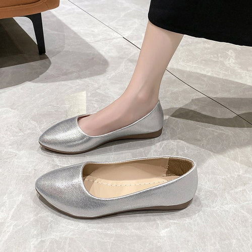 Damen elegante Ballerinas mit schimmerndem Obermaterial
