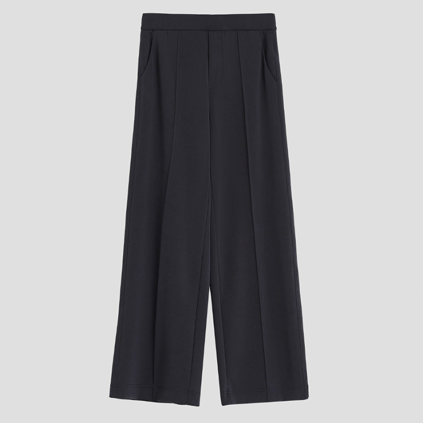 Damen Weite Palazzo-Hose aus Ponte-Jersey mit elastischem Komfortbund und Bügelfalte Shop Nory