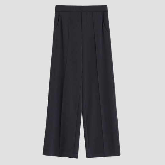 Damen Weite Palazzo-Hose aus Ponte-Jersey mit elastischem Komfortbund und Bügelfalte Shop Nory