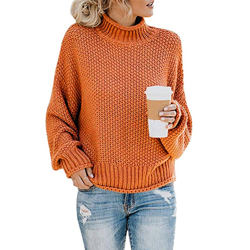 Damen Gemütlicher Pullover mit hohem Kragen und strukturierter Maschenoptik