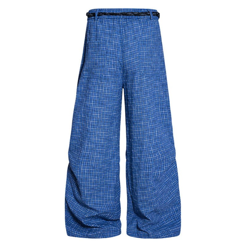 Damen Weite Palazzo‑Hose mit Lagen‑Falten, hohem Bund und dekorativem Kordelgürtel Shop Nory