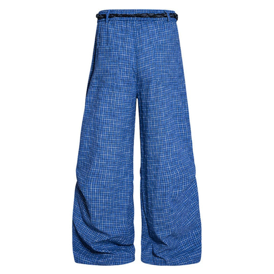 Damen Weite Palazzo‑Hose mit Lagen‑Falten, hohem Bund und dekorativem Kordelgürtel Shop Nory