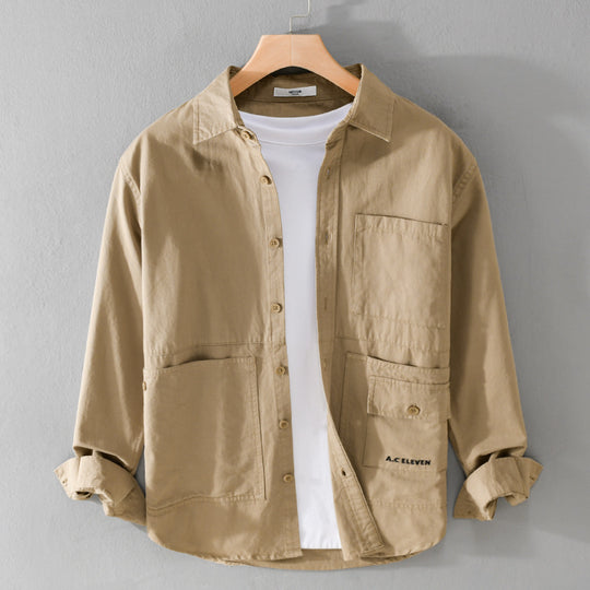Herren Field-Overshirt aus robustem Baumwoll-Twill mit asymmetrischen Taschen Shop Nory