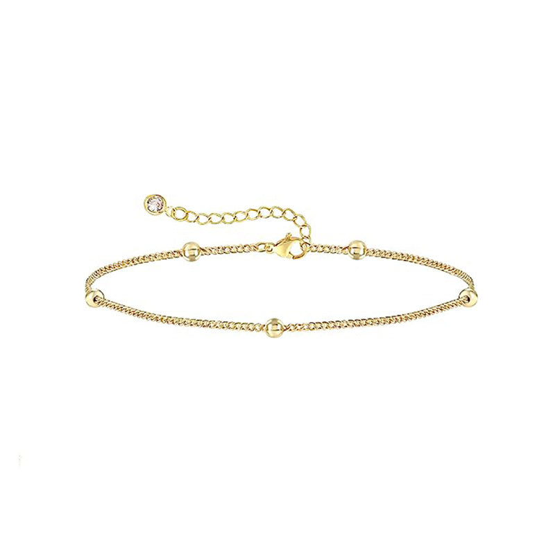 Damen zartes Fußkettchen-Set mit feinen Glieder- und funkelnden Zirkonia-Details Shop Nory
