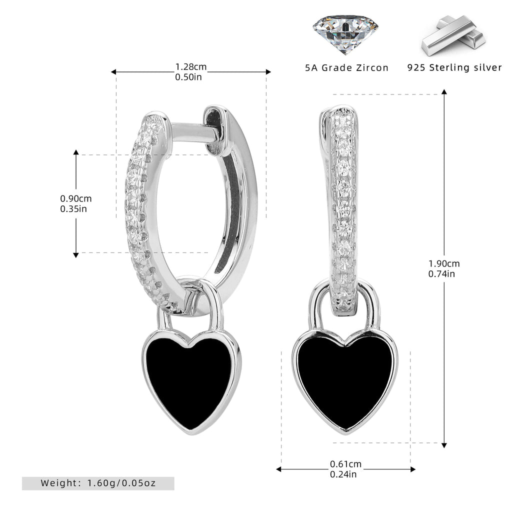 Damen Ohrhänger mit funkelndem Herzanhänger aus hochwertigem 925 Sterling Silber Shop Nory