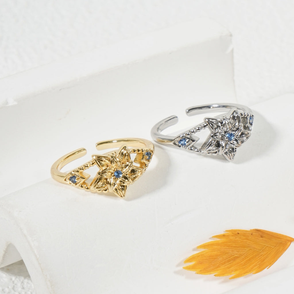 Damenring mit floralem Design und funkelndem Strass Shop Nory