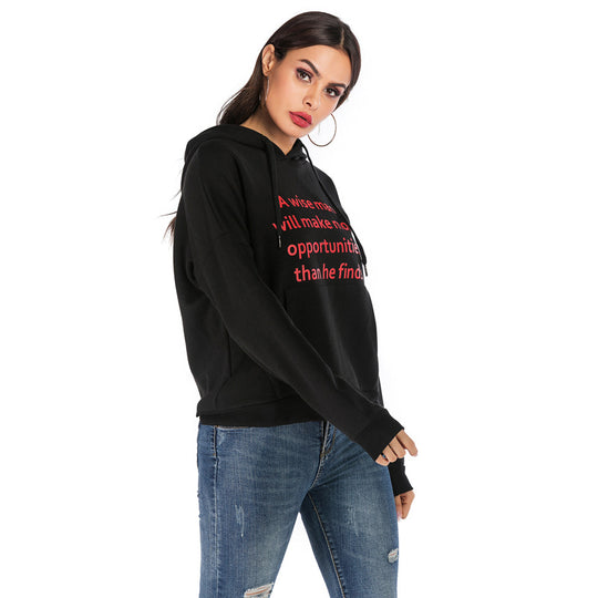 Damen Kapuzenpullover mit Statement-Print, Kängurutasche und Oversize-Schnitt Shop Nory