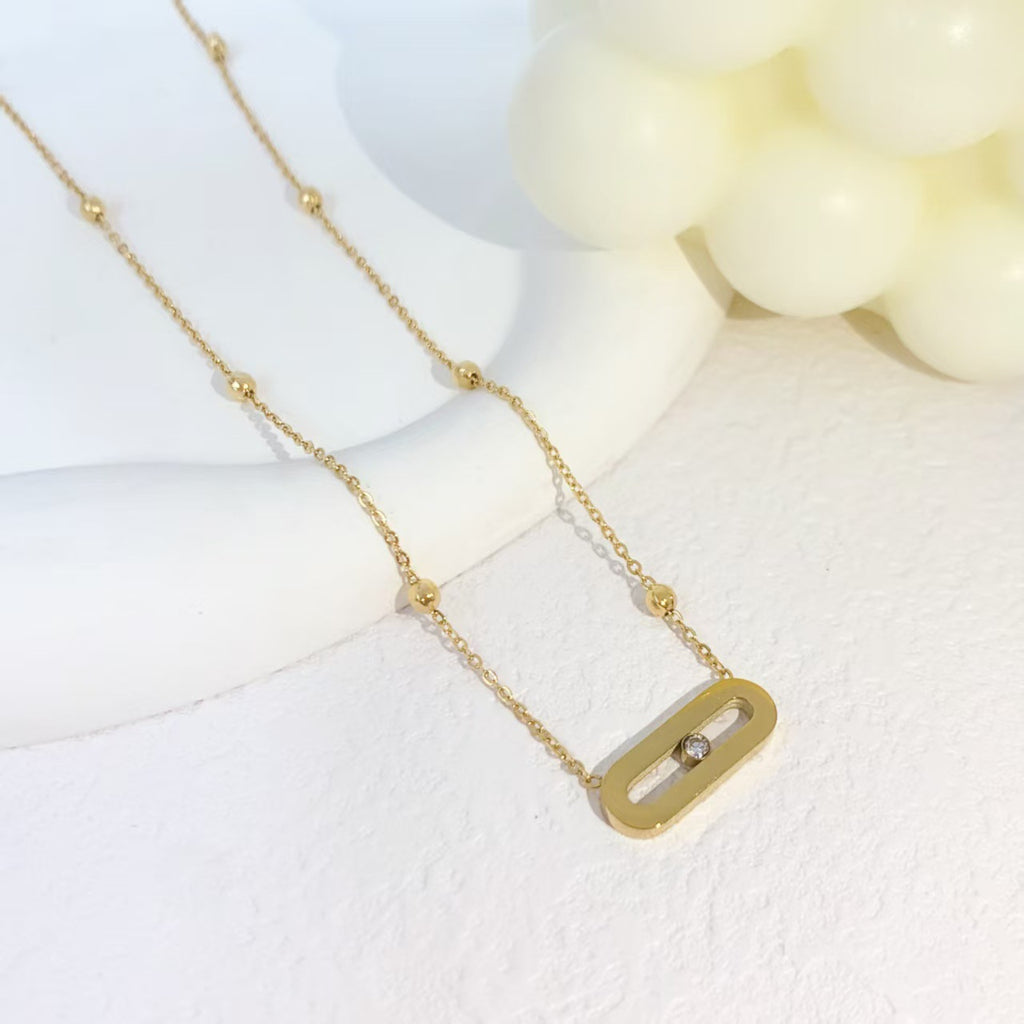 Damen Halskette mit modernem Oval- und Zirkonia-Anhänger Shop Nory