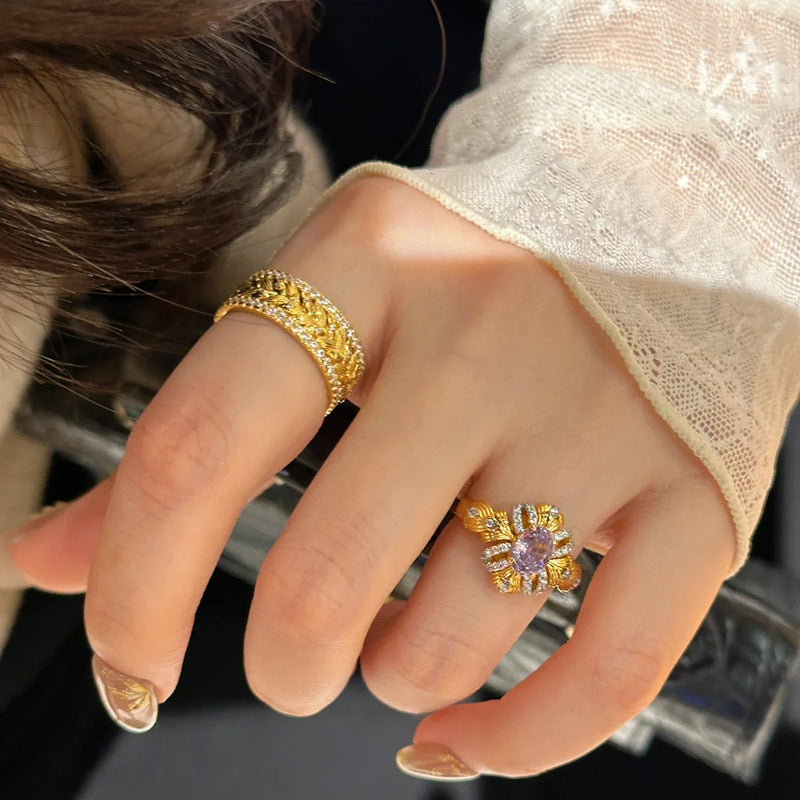 Damenring mit kunstvollem Blumendesign und funkelndem Zirkonia Shop Nory