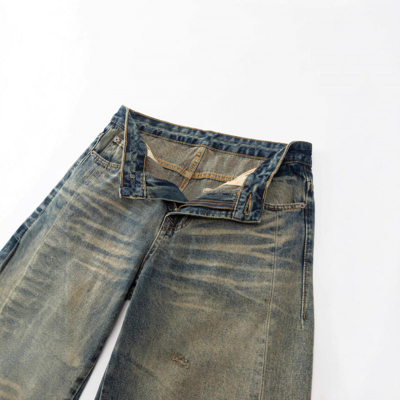 Damen Weite High-Waist Baggy-Jeans mit Used-Waschung und Distressed-Details Shop Nory