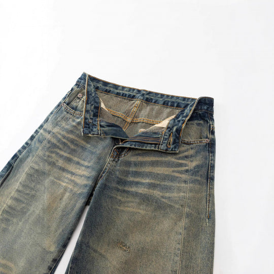 Damen Weite High-Waist Baggy-Jeans mit Used-Waschung und Distressed-Details Shop Nory