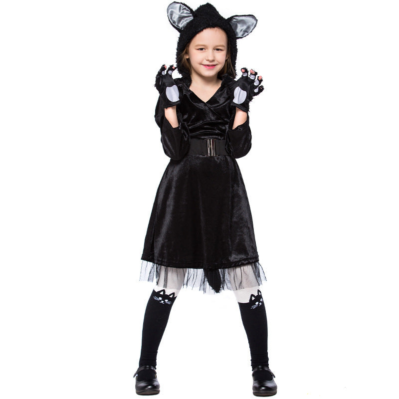 Mädchen Katzenkostüm mit Kapuze und detaillierten Accessoires Shop Nory