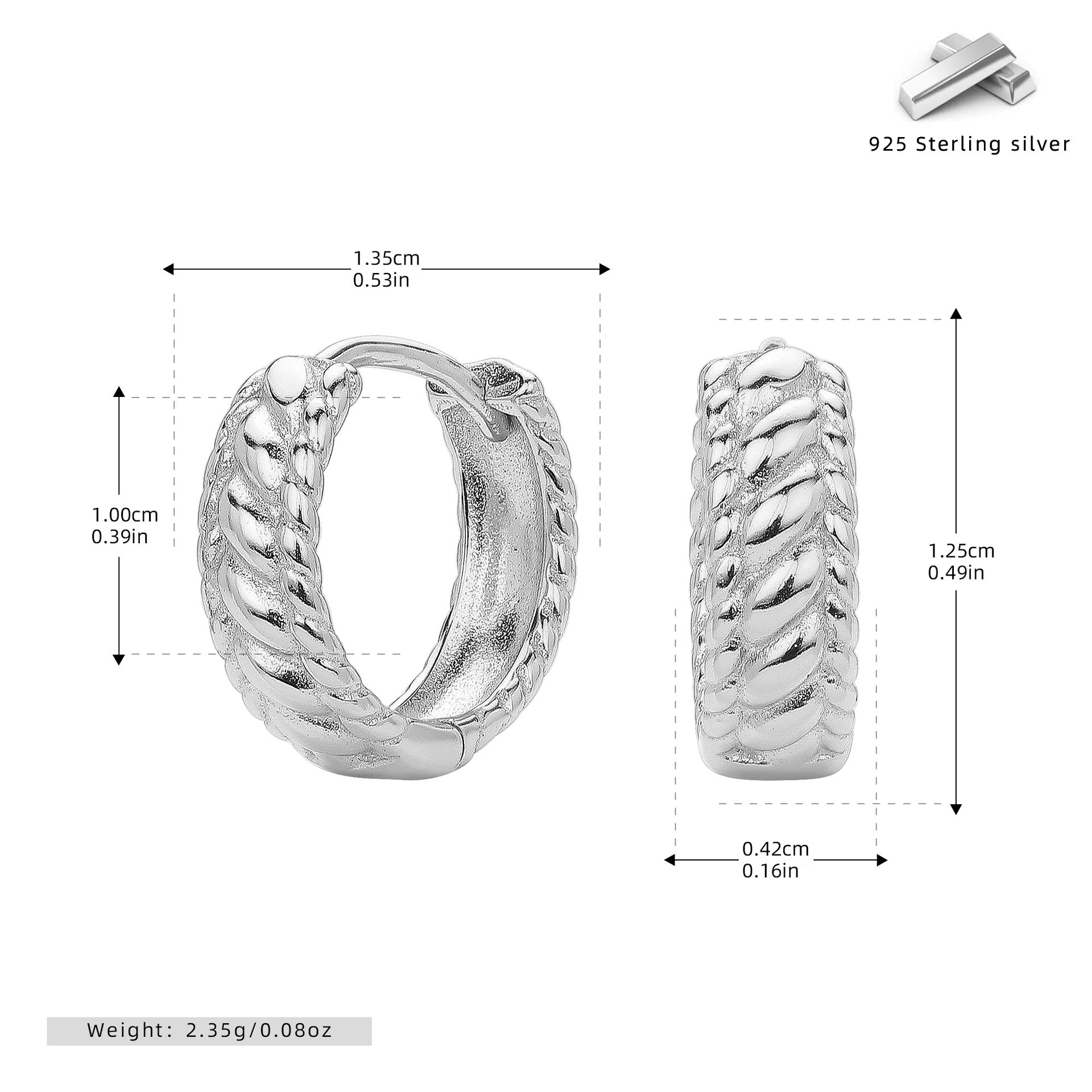 Damen Creolen im modernen Kordeldesign aus hochwertigem 925 Sterling Silber Shop Nory