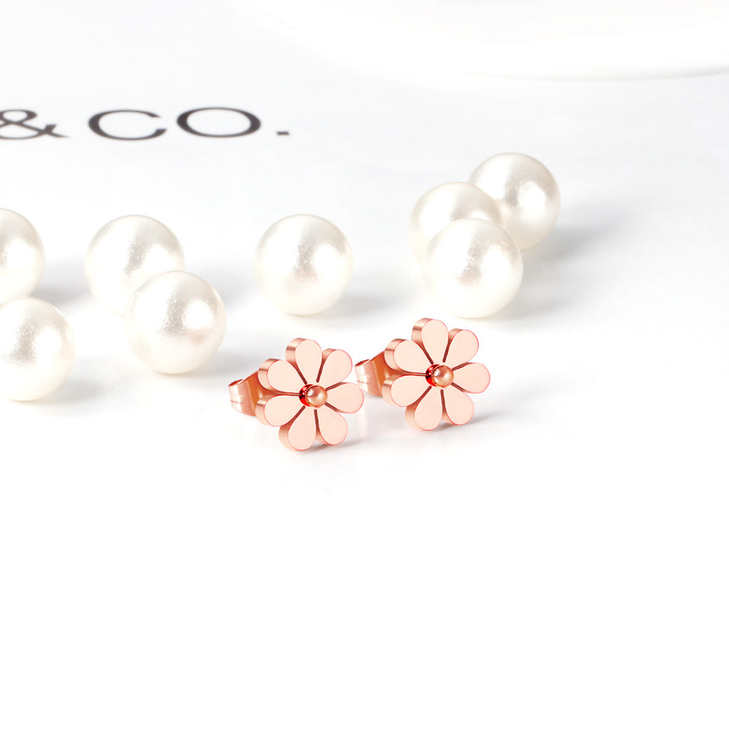 Damen Ohrstecker im eleganten Blumen-Design aus goldplattiertem Edelstahl Shop Nory