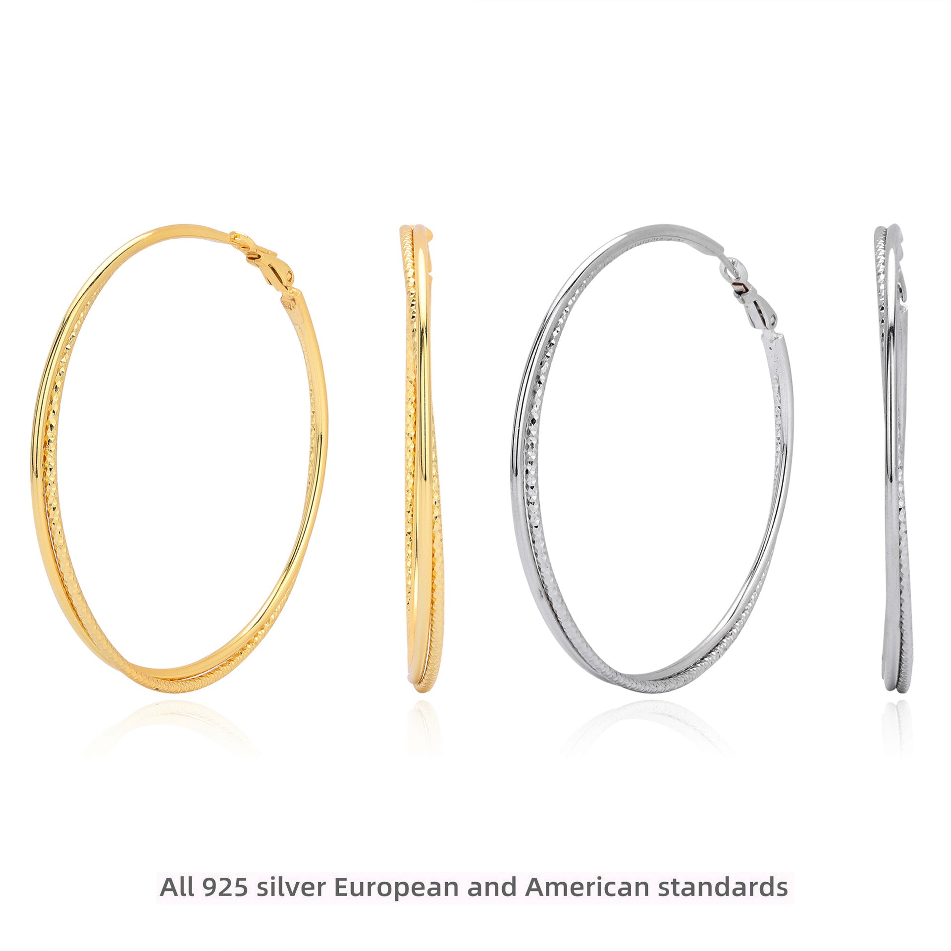 Damen Creolen aus hochwertigem 925 Sterling Silber mit elegantem goldfarbener Oberfläche Shop Nory