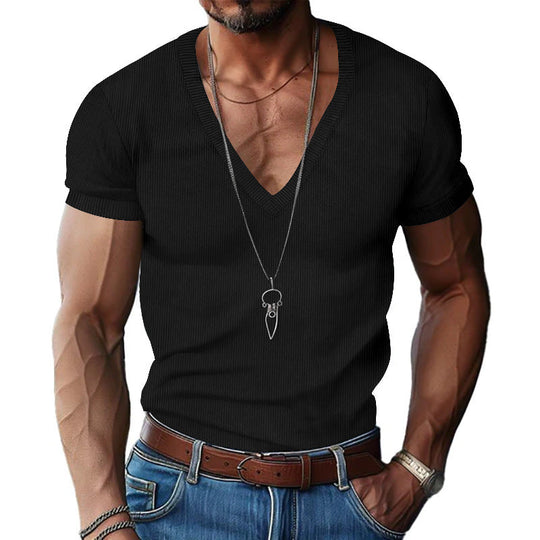 Herren Kurzarm V-Ausschnitt T-Shirt