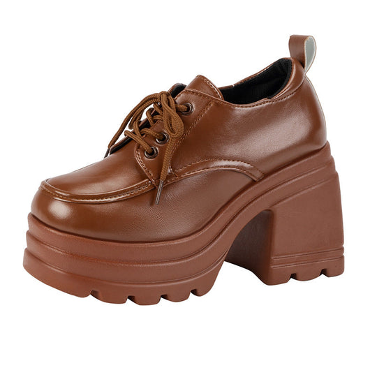 Damen Stiefeletten mit hohem Plateau und Schnürung