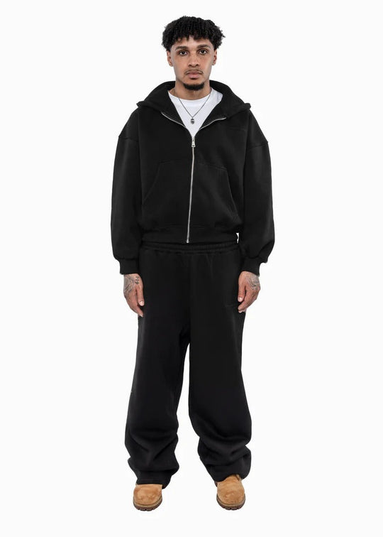 Herren nan lässiges Reißverschluss-Hoodie- und Palazzohose-Set mit dropped-shoulder Silhouette Shop Nory